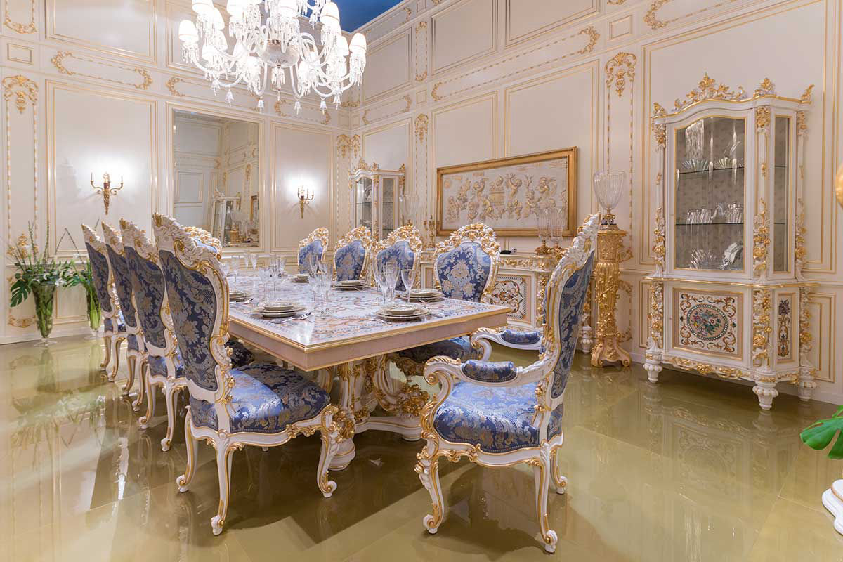 dark baroque style dining room
